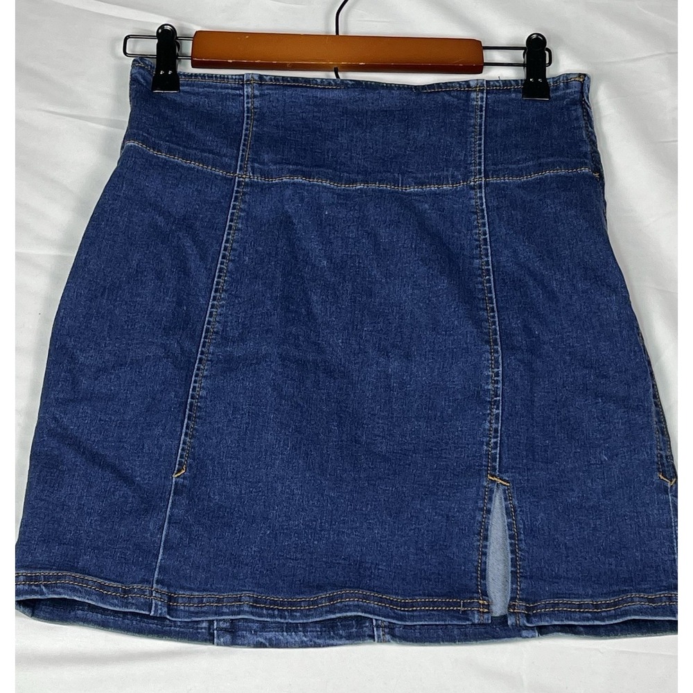 Free People Dark Blue Denim Midi Skirt